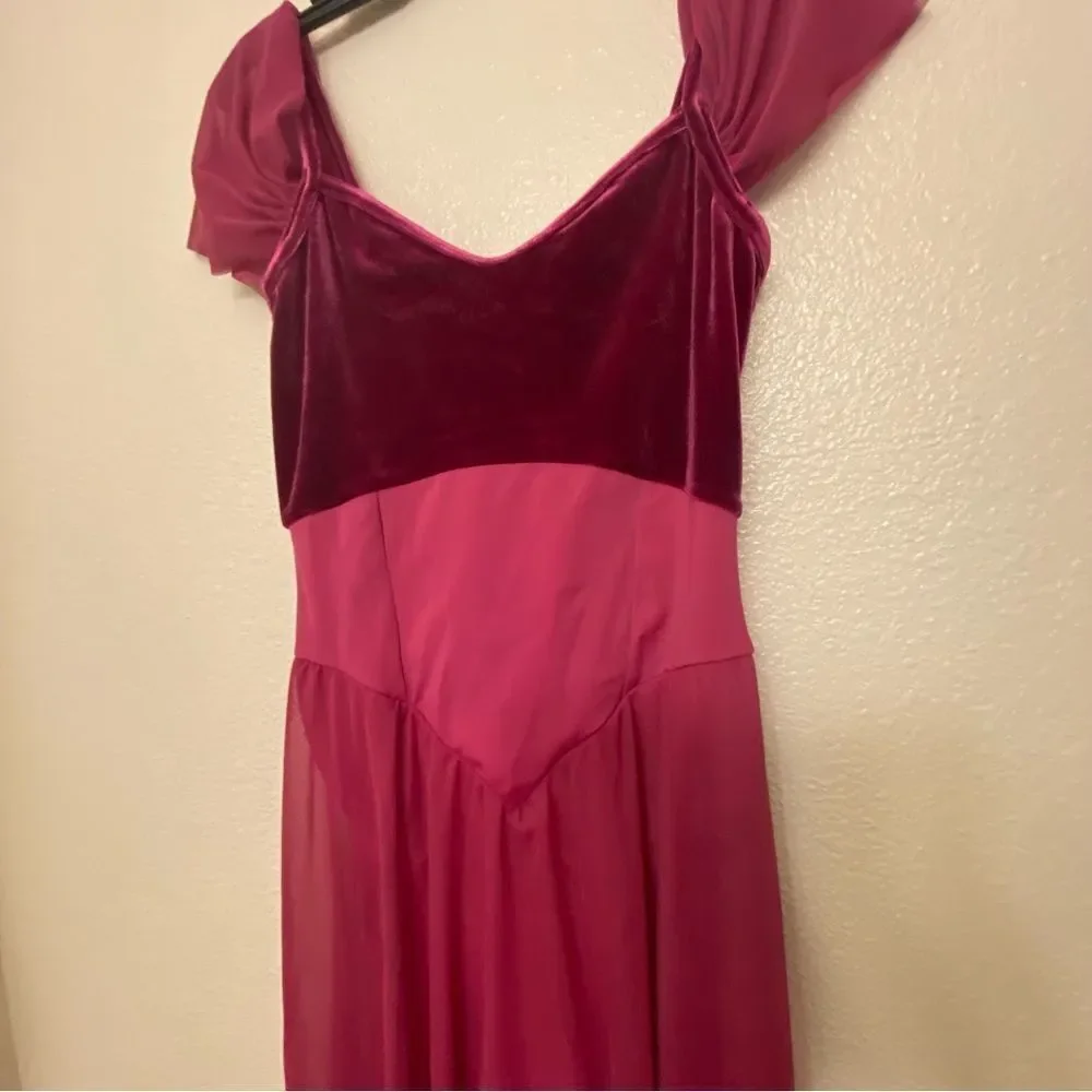 Weissman Dance Costume VELVET burgundy red The Skaters Waltz 15885 LC child